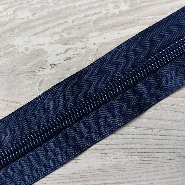 Блискавка спіральна на метраж, тип-8, темно-синя