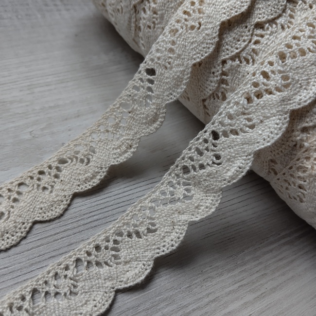 Мереживо бавовна, 20 мм, молочний