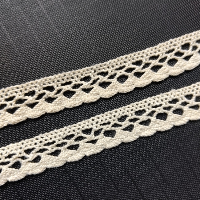 Мереживо натуральне бавовняне, 15 мм, світло-бежевий