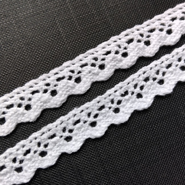 Мереживо натуральне бавовняне, 13 мм, білий