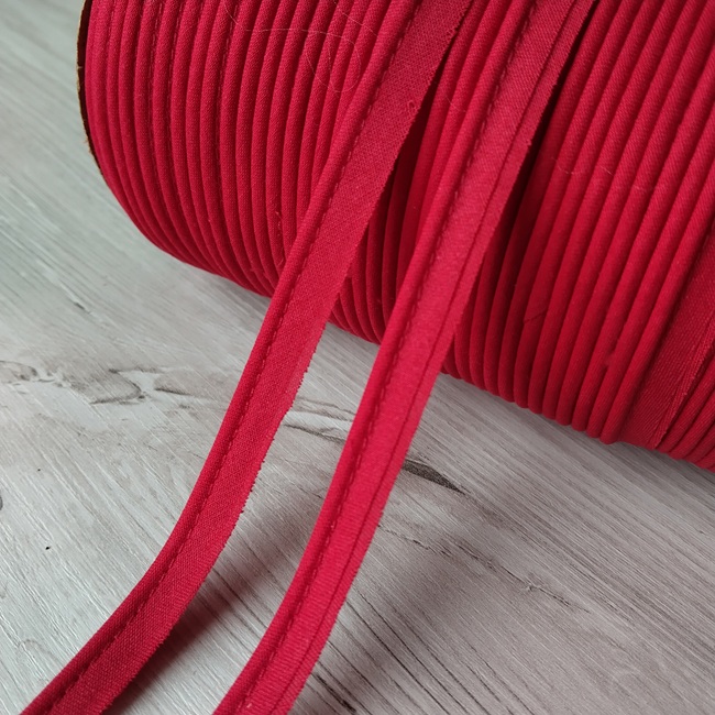 Кант бавовняний вшивний, червоний 8 мм