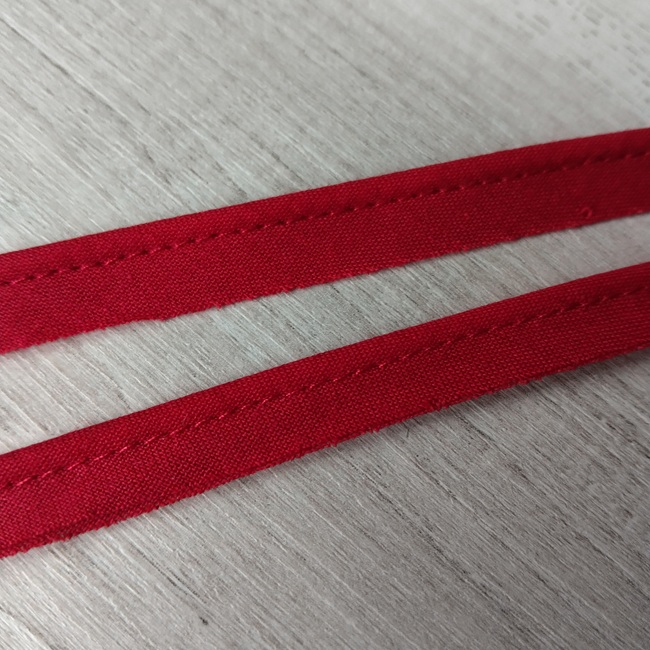 Кант бавовняний вшивний, червоний 8 мм
