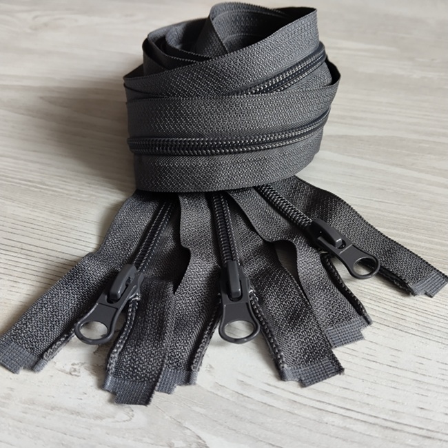 Блискавка спіральна, тип-5, 1 бігуонк, 80 см, сіра (727)