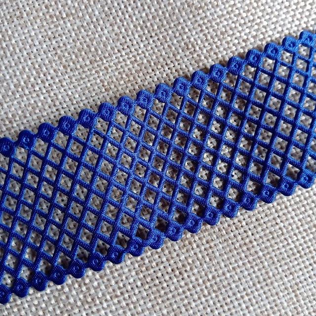 Мереживна стрічка Сіточка, 4 см, темно-синя.