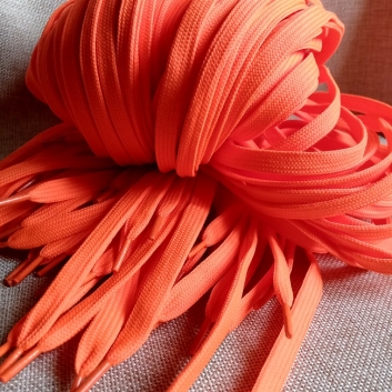 Шнурок плоский 10 мм, 120 см., Яскраво-оранжевий.