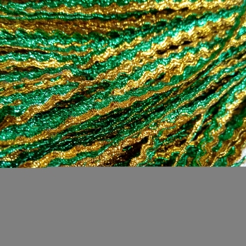 Тасьма Зиг-заг, парча, 0,5 см., зелений-золото.