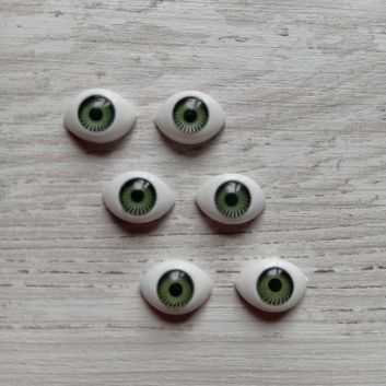 Глазки для игрушек овальные, зеленые, 12х8 мм. (пара)