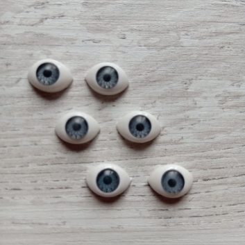 Очі для іграшок овальні, сірі, 12х8 мм. (пара)