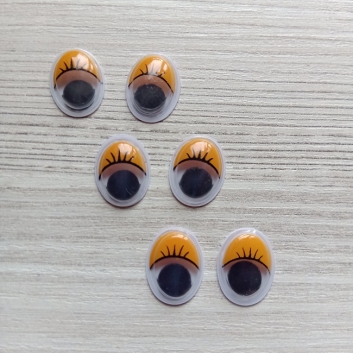 Глазки для игрушек овальные, оранжевые, 11х14 мм. (пара)