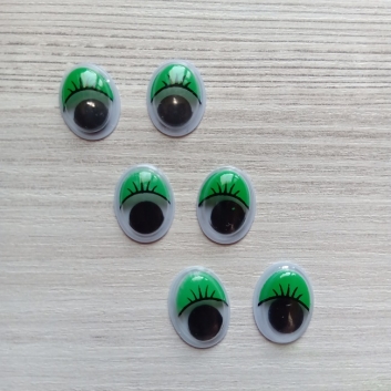 Очі для іграшок овальні, зелені, 11х14 мм. (пара)