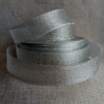 Тасьма парча, люрекс, 25 мм., срібло.