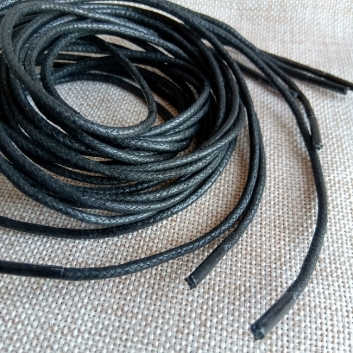 Шнурки вощені, круглі, 3 мм., 120 см., чорний.