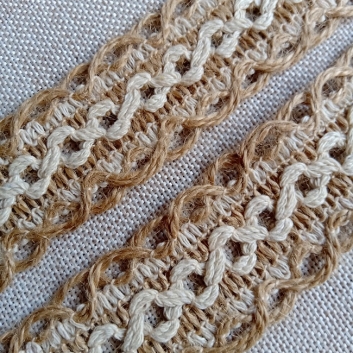 Тасьма плетена мотузка, льон 40 мм.