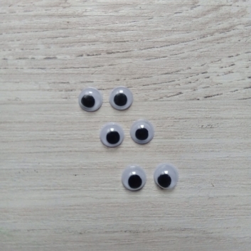 Очі для іграшок круглі, чорні, 6 мм (пара)