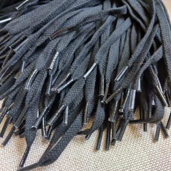 Шнурки плоскі бавовняні 7 мм, 100 см, чорні.