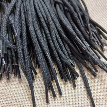 Шнурки круглі бавовняні 3 мм, 60 см, чорні.