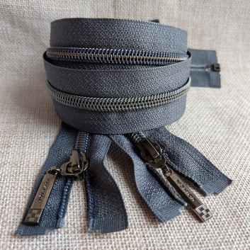 Блискавка спіральна, тип-7, 80 см, black silver, сіра (1)