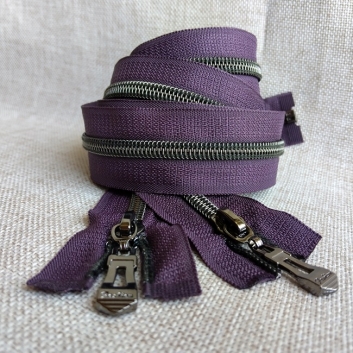 Блискавка спіральна, тип-7, 80 см, black silver, бузково-коричневий (1)