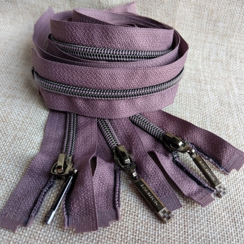 Блискавка спіральна, тип-7, 80 см, black silver, бузковий (2)