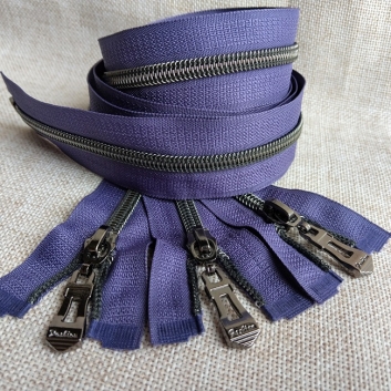 Блискавка спіральна, тип-7, 80 см, black silver, бузковий (3)