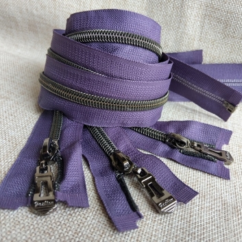 Блискавка спіральна, тип-7, 80 см, black silver, бузковий (4)