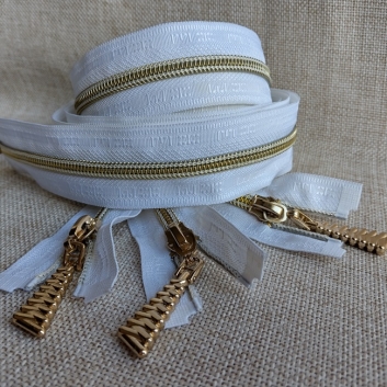 Блискавка спіральна, тип-7, 85 см, gold біла