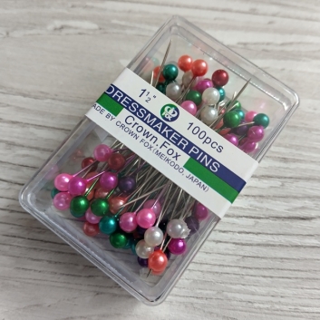 Шпилька-намистина кольорова в пластиковій коробці, 38 мм, 80 шт.