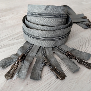 Блискавка спіральна, тип-7, 2 бігунка, 110 см, сіра