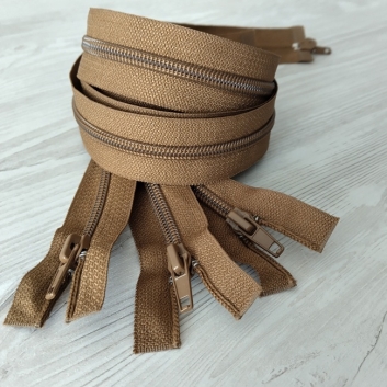 Блискавка спіральна, тип-7, 2 бігунка, 110 см, світло-коричнева