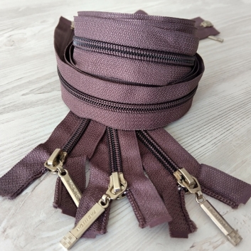 Блискавка спіральна, тип-7, 2 бігунка, 110 см, бузково-коричнева