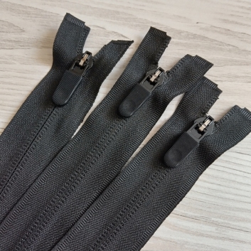 Блискавка потайна розємна Спорт, 80 см, тип-7, чорна ОСНОВА ТКАНИНА (580)