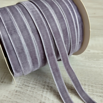 Тасьма велюр (бархат), 10 мм, світло-бузкова