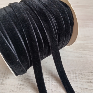 Тасьма велюр (бархат), 10 мм, чорна
