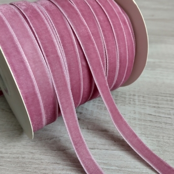 Тасьма велюр (бархат), 10 мм, рожева пудра