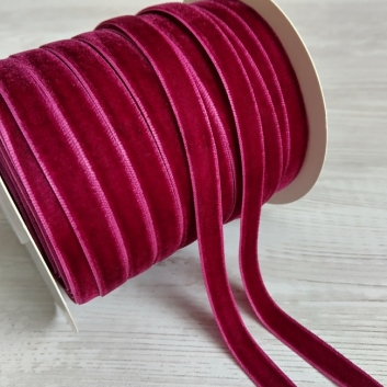 Тасьма велюр (бархат), 10 мм, темно-малинова