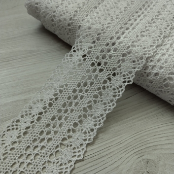 Мереживо натуральне бавовняне, 70 мм, білий