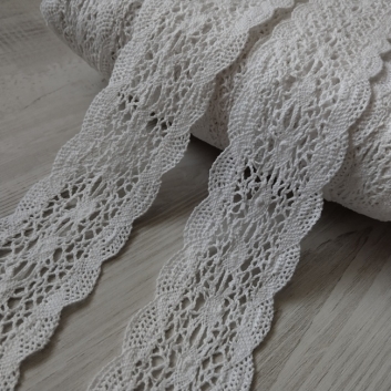 Мереживо натуральне бавовняне, 50 мм, білий