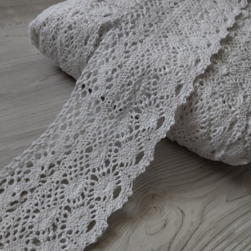 Мереживо натуральне бавовняне, 80 мм, біле