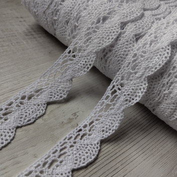 Мереживо натуральне бавовняне, 23 мм, білий