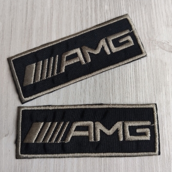 Нашивка клейова, чорна з оливковим написом 80х30 мм.