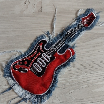 Нашивка Гітара, джинс, 22х10 мм