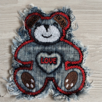 Нашивка Ведмідь, джинс, 16х14 мм