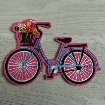 Нашивка клейова Велосипед, рожева, 140х95 мм