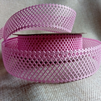 Кружевная лента Сеточка, 4 см., светло-розовый.